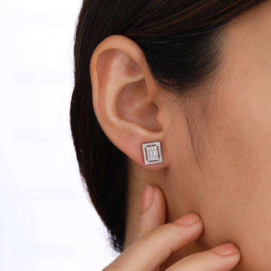 diamond silver earrings