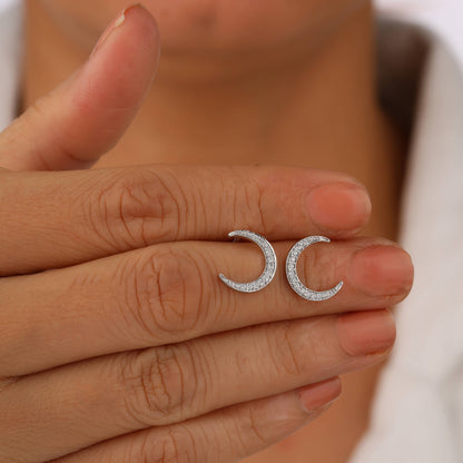 sterling silver moon earrings