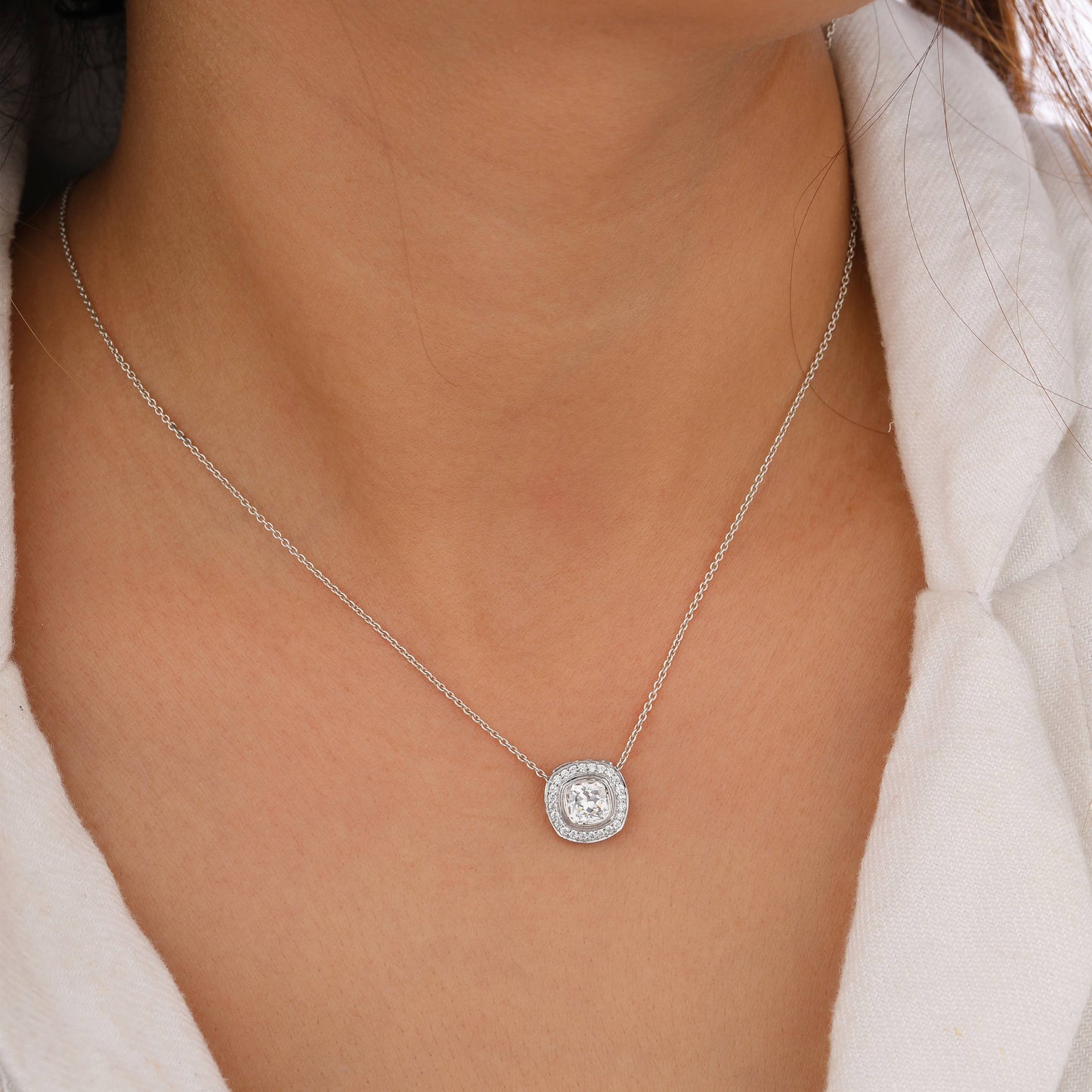 diamond halo necklace