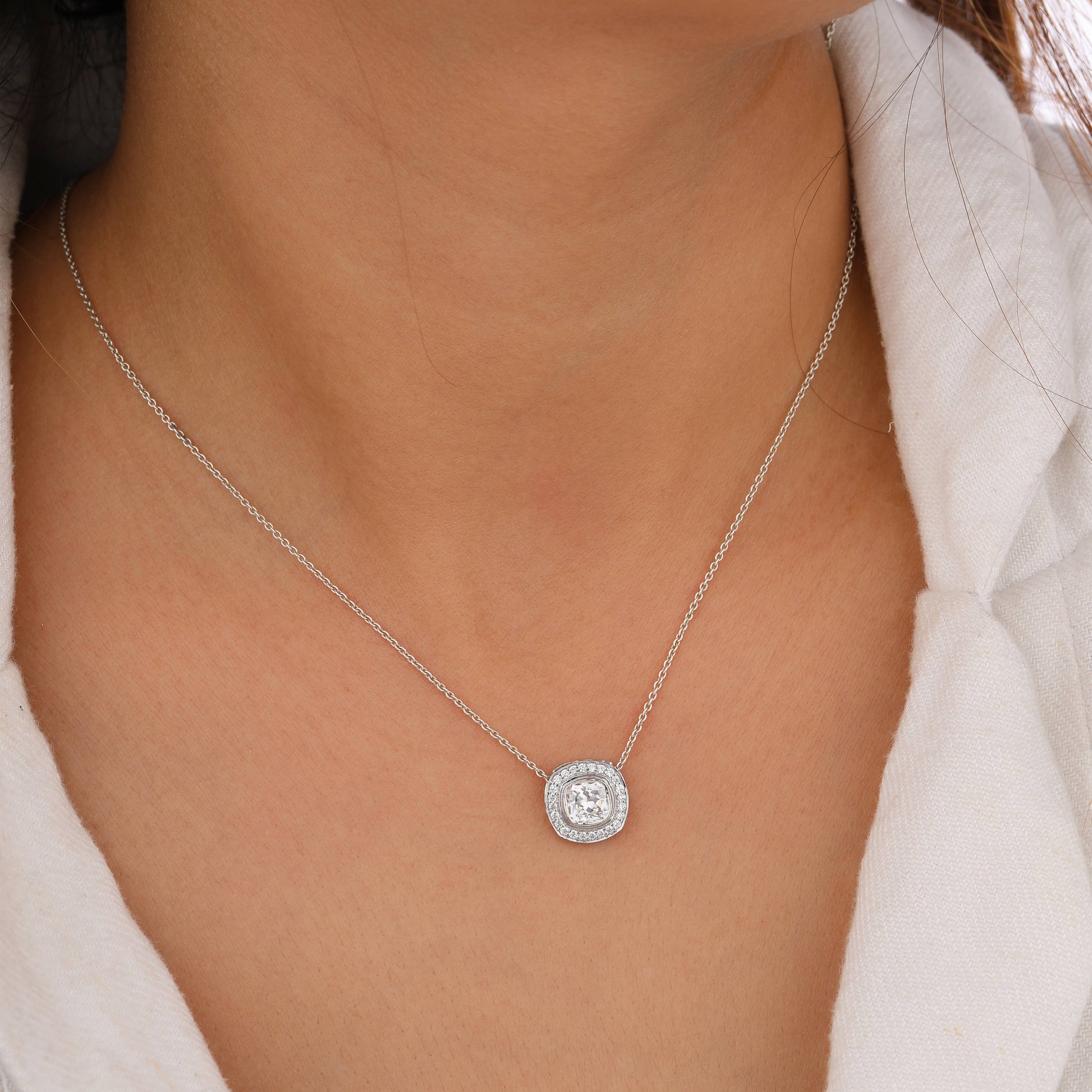 diamond halo necklace
