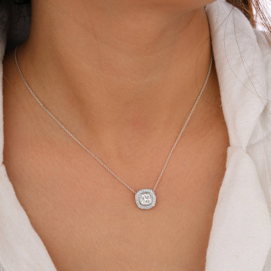 diamond halo necklace