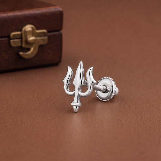 Diamond Trishul Earrings for men