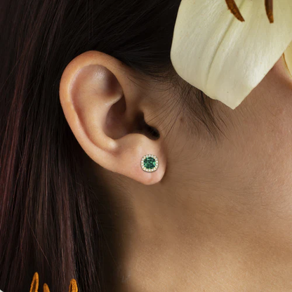 Emerald Cut Silver Stud Earrings