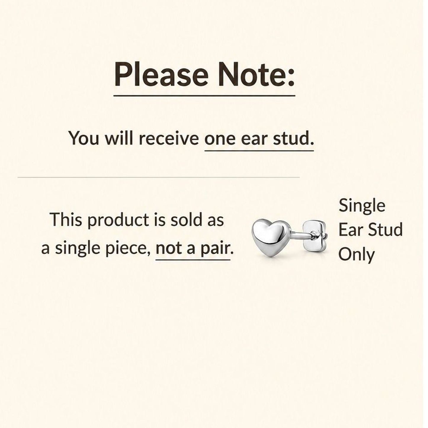 Single heart-shaped ear stud: it is a single piece purchase.