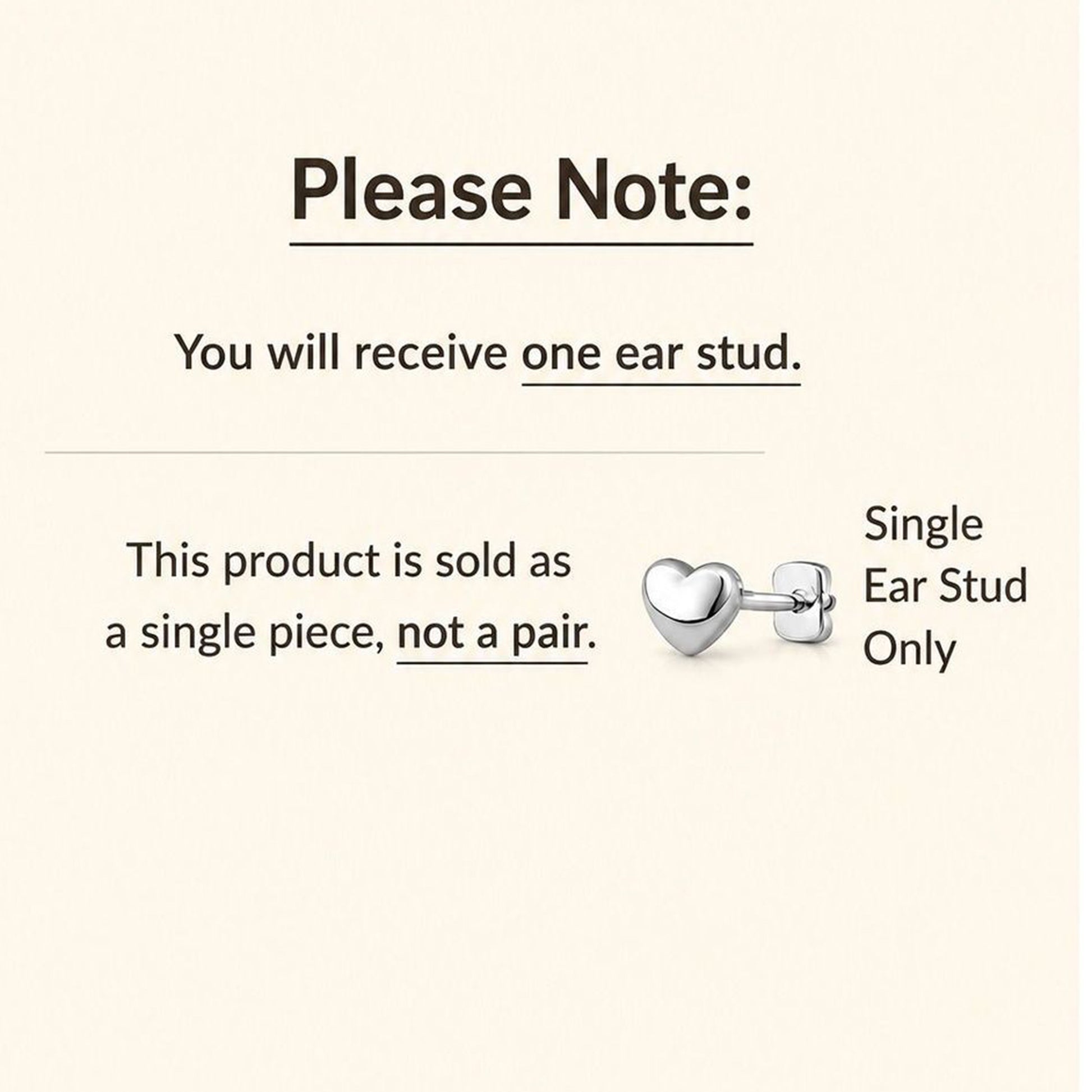 Single heart-shaped ear stud: it is a single piece purchase.