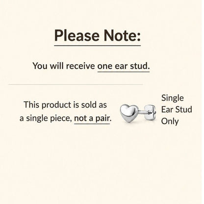 Single heart-shaped ear stud: it is a single piece purchase.