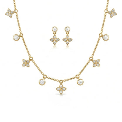Gold necklace and earrings set 