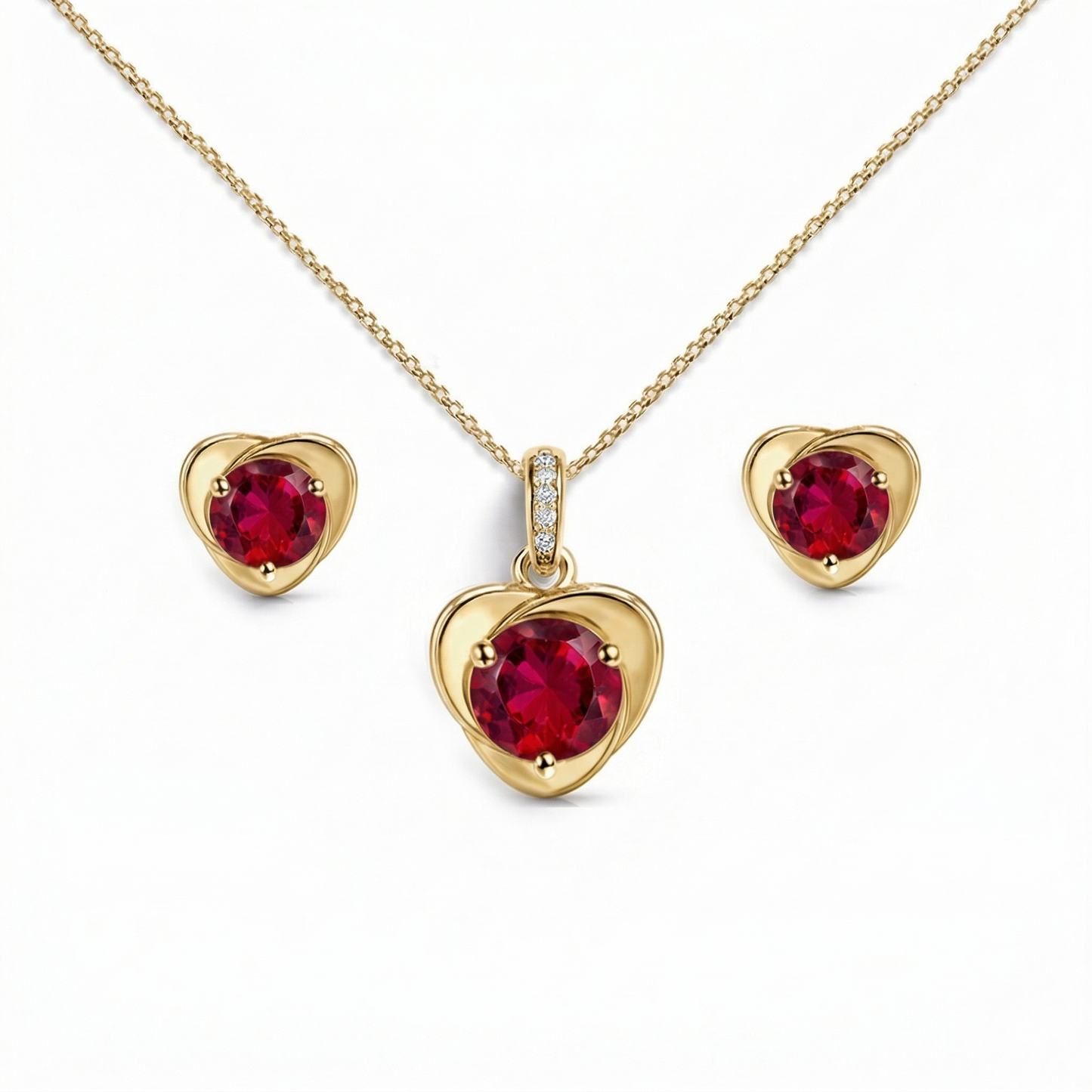 yellow gold plated silver pendant set