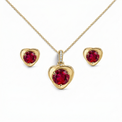 yellow gold plated silver pendant set