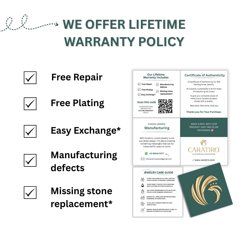 Lifetime warranty policy details with Caraturo brand elements on a white background