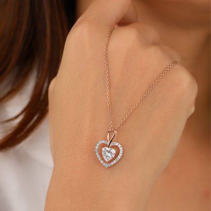Heart-shaped diamond pendant on a chain 