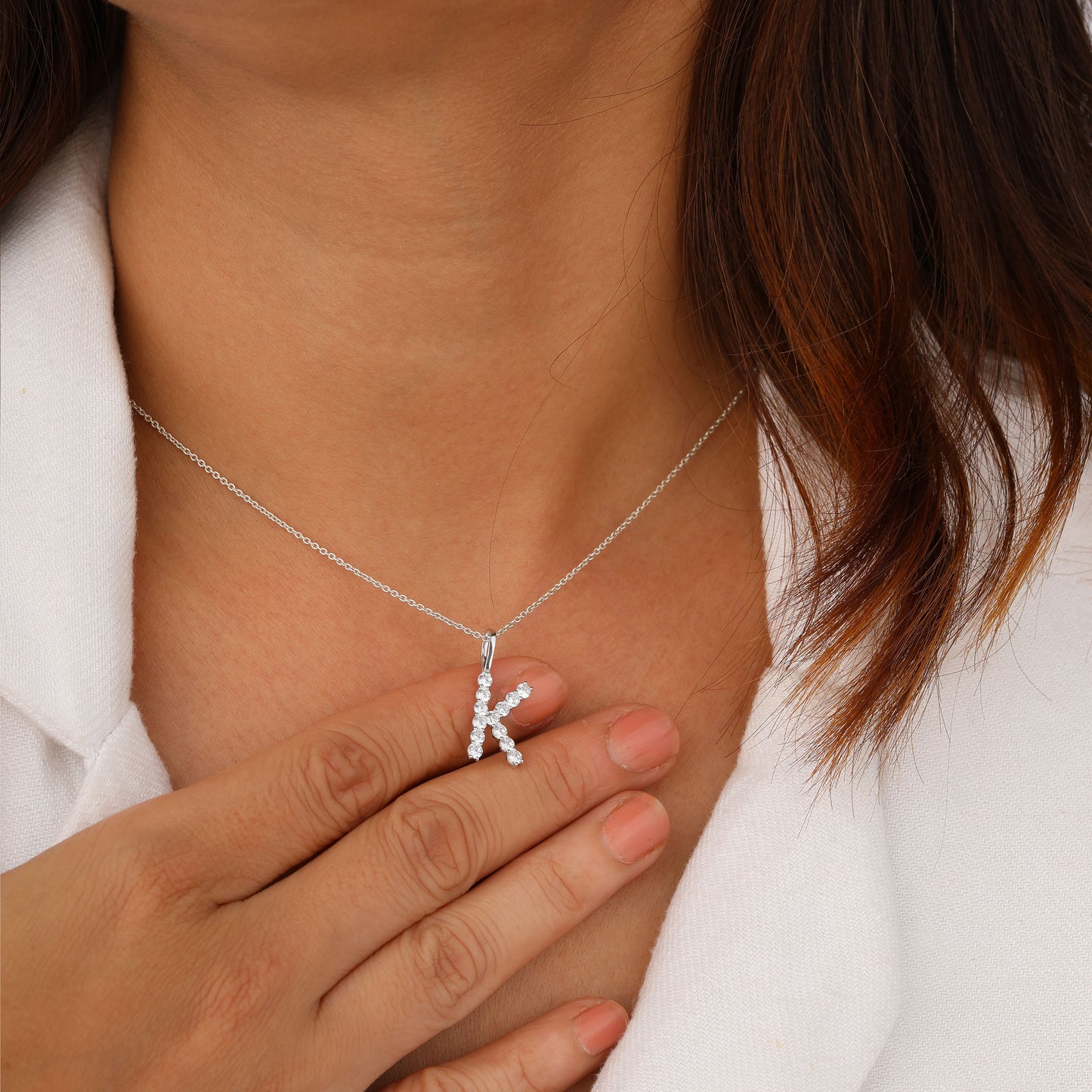 K Initial Necklace in 925 SIlver