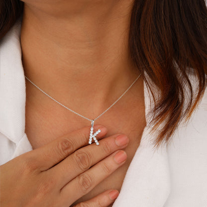 K Initial Necklace in 925 SIlver