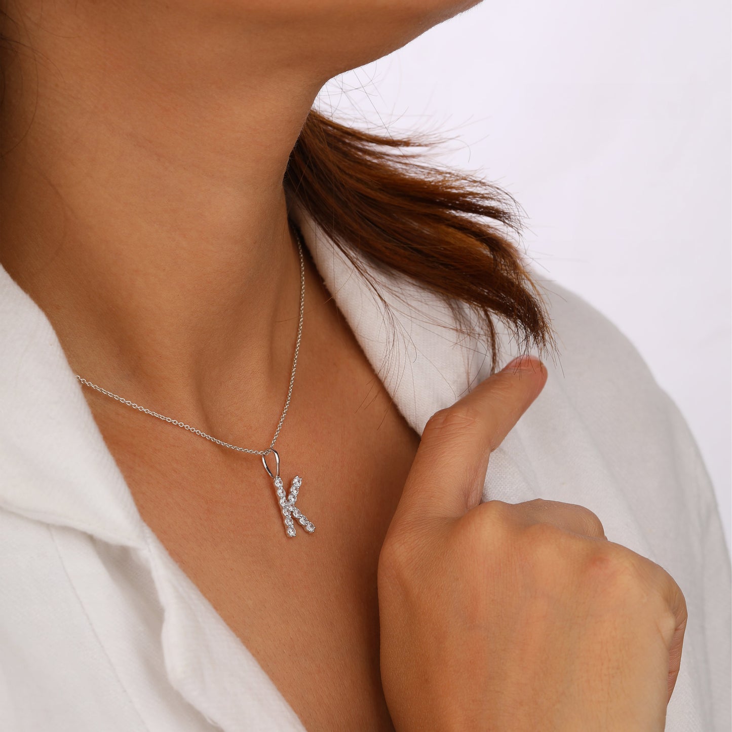 K Initial Necklace in 925 SIlver
