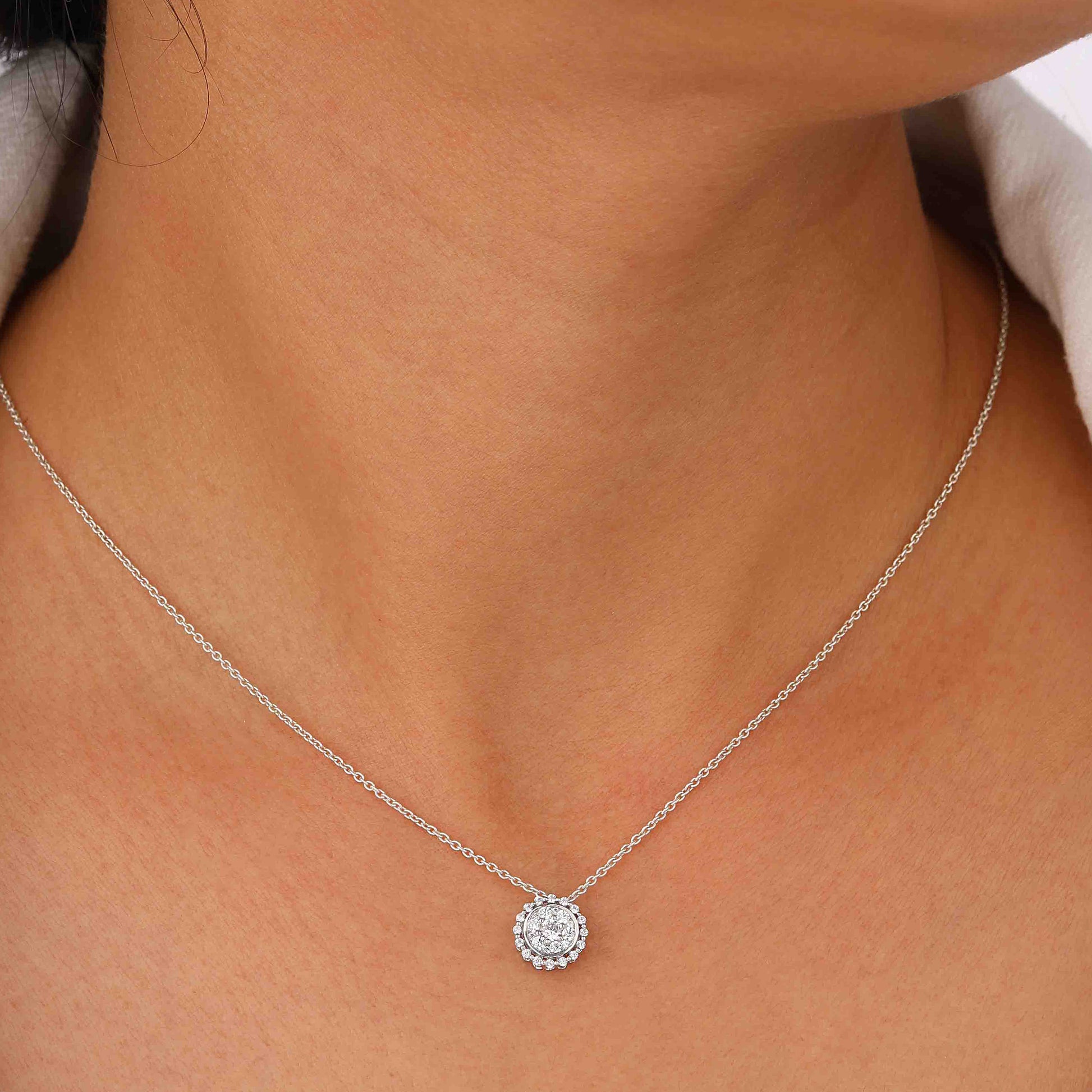 Silver Twofold Solitaire Diamond Pendant