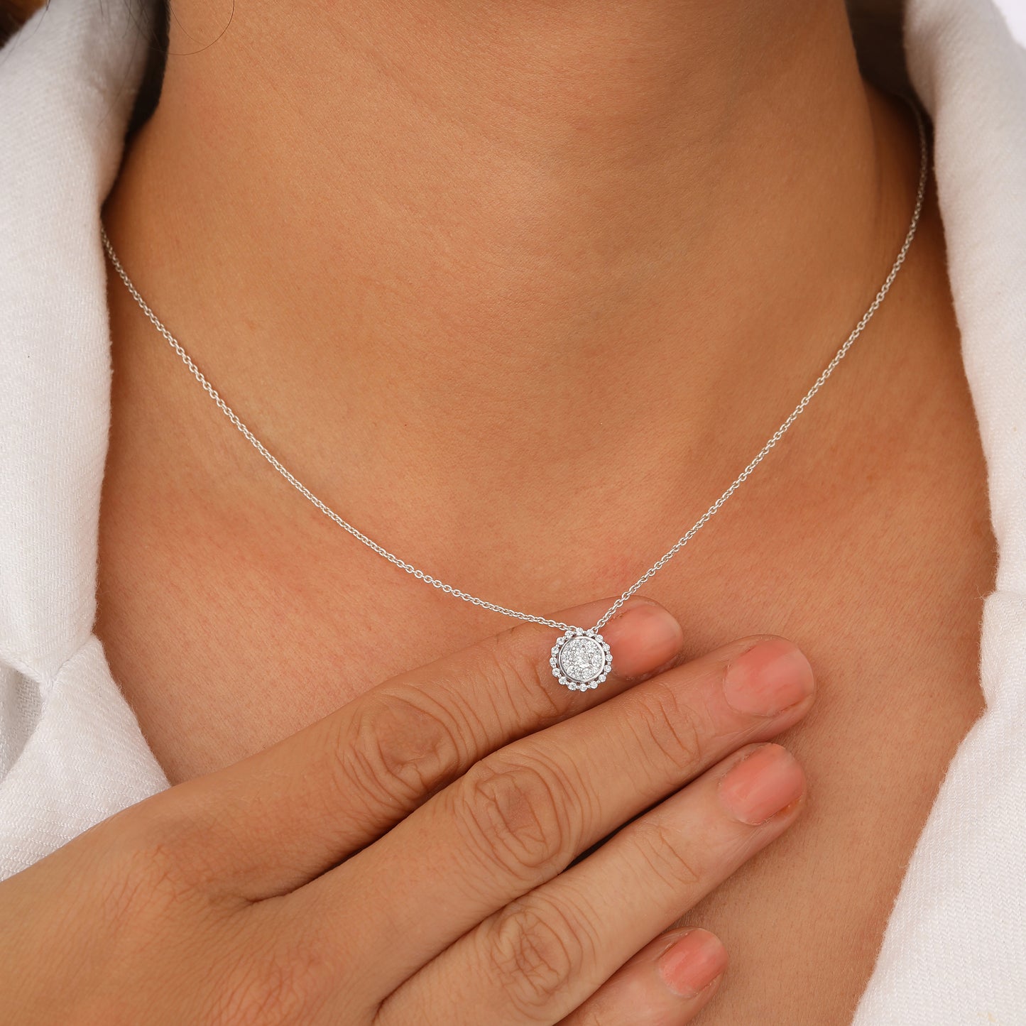 Silver Twofold Solitaire Diamond Pendant