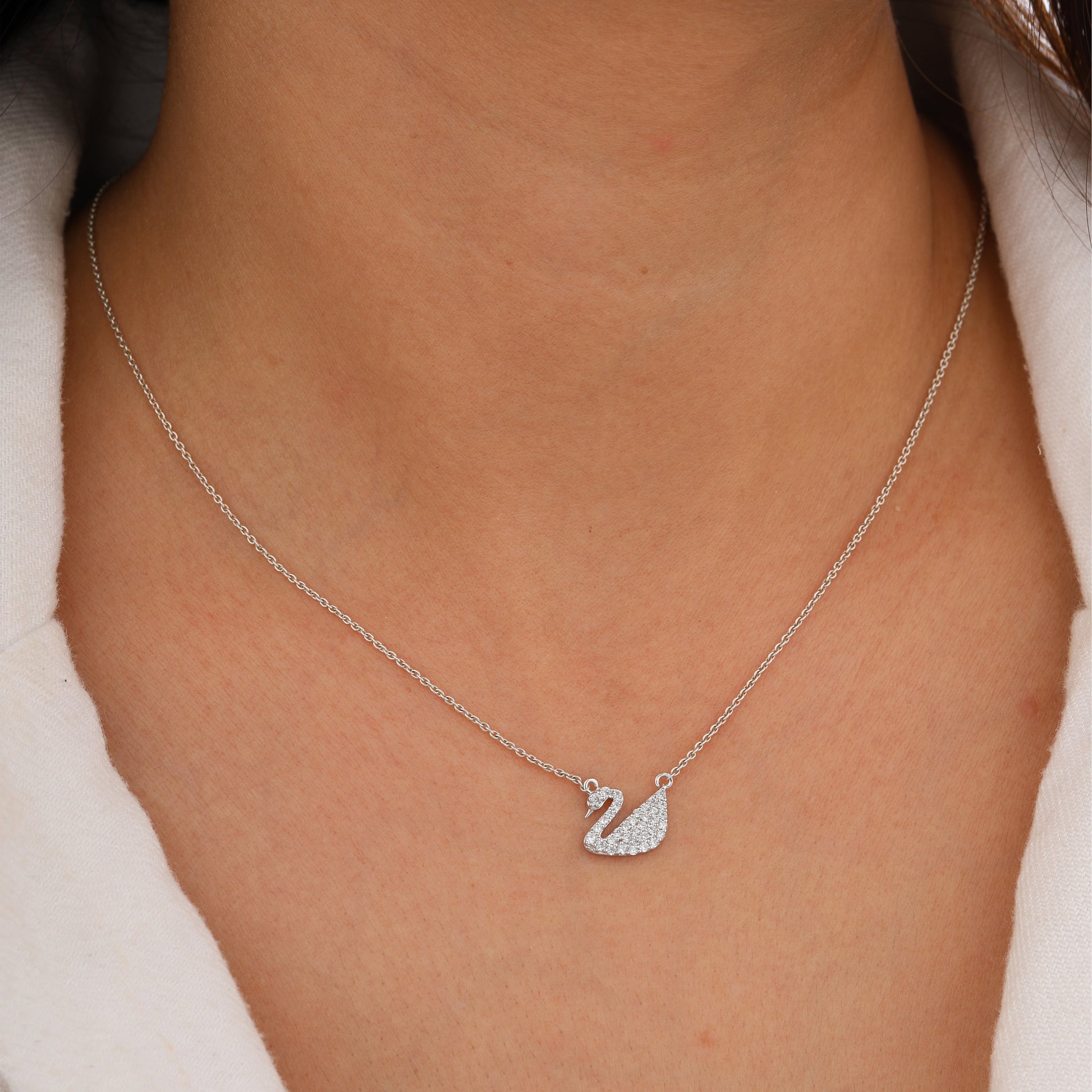 Diamond swan necklace