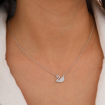 Diamond swan necklace