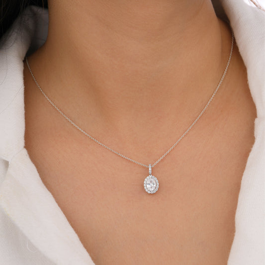 Silver necklace with a diamond pendant