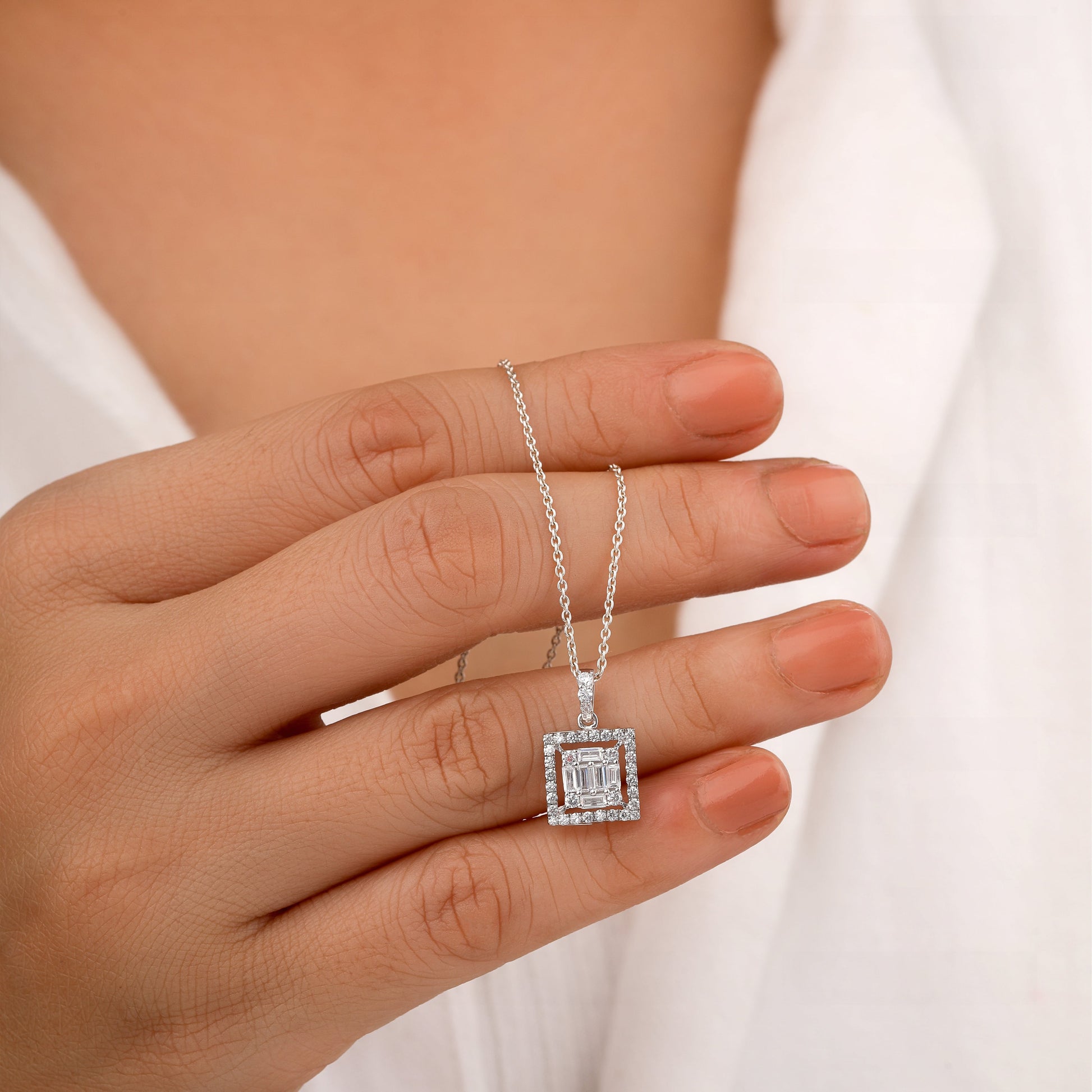 Sterling Silver Diamond Necklace