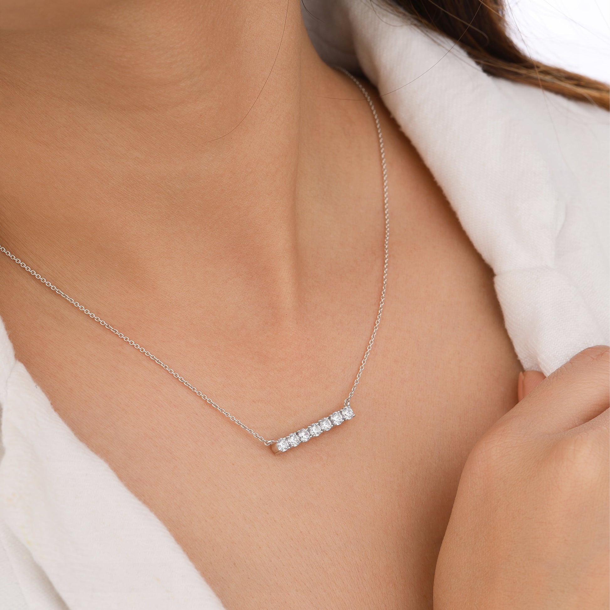 Horizontal diamond bar necklace