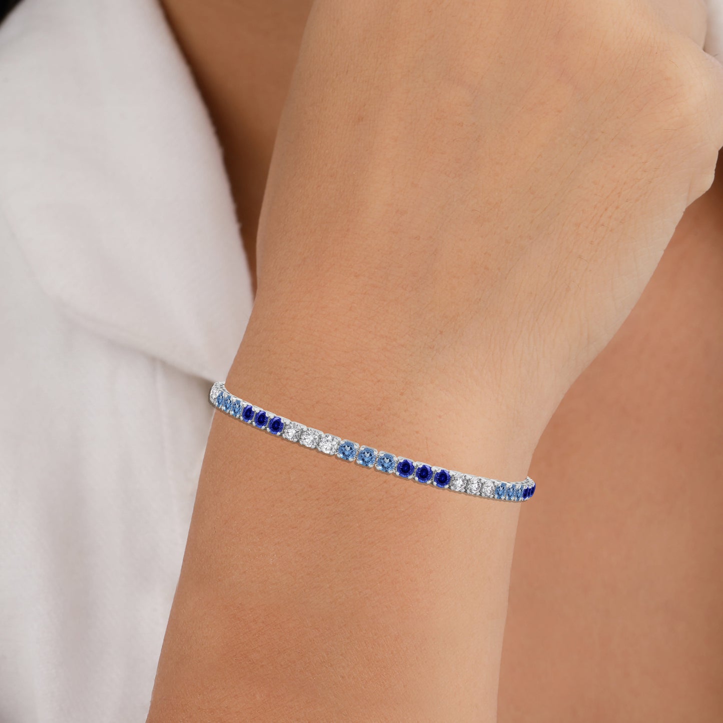 Blue Diamond Tennis Bracelet Womens