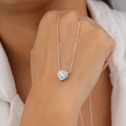 Silver necklace with a heart-shaped pendant 