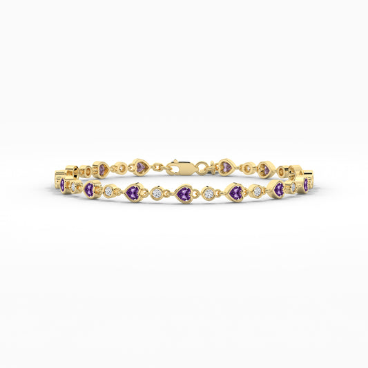 Purple and White Diamond Tennis Bracelet