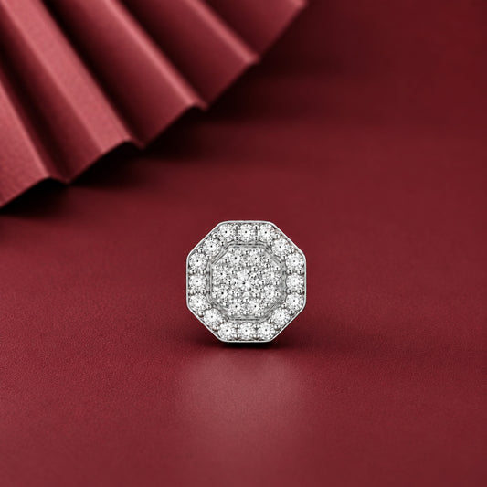 Hexagon Shape Diamond Halo Stud for Men