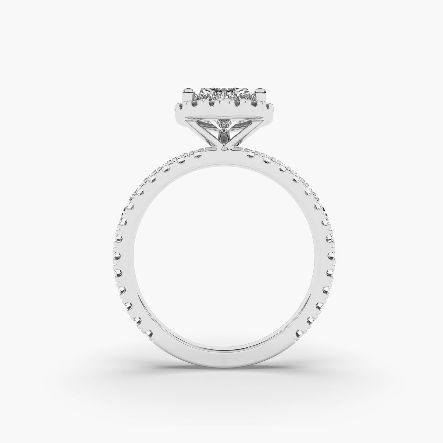 Silver heart halo ring
