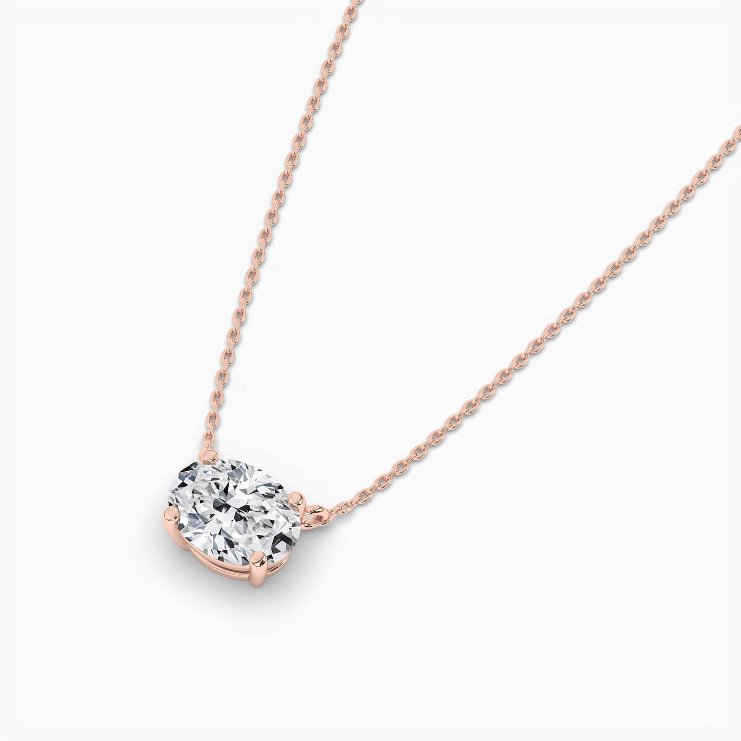 Horizontal oval diamond necklace