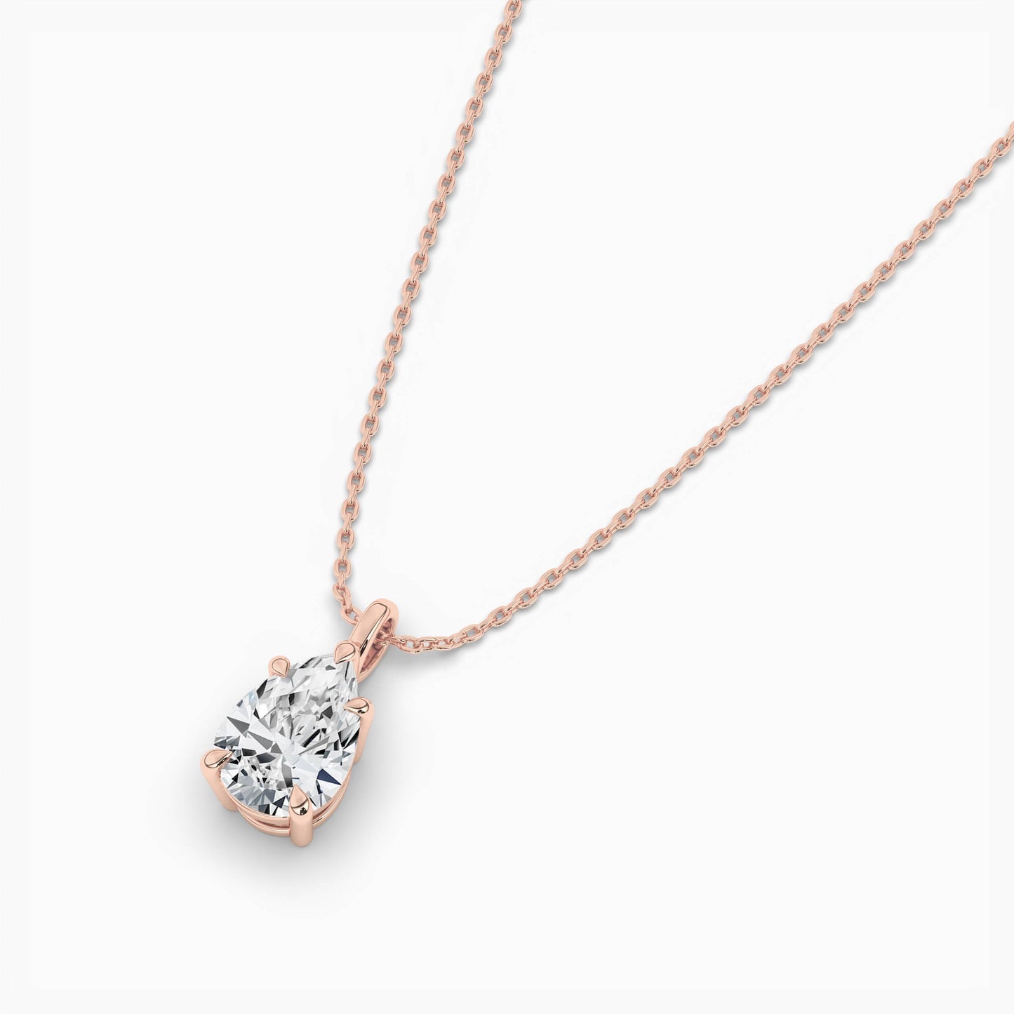 Rose gold-plated necklace with a clear gemstone 