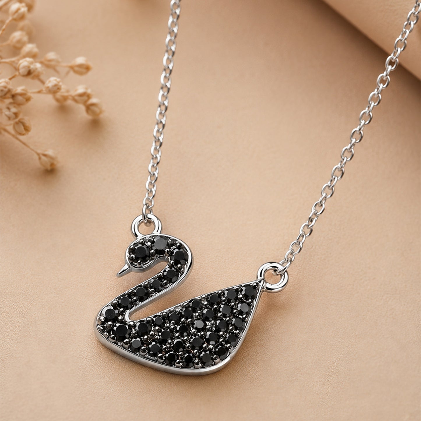 Black Diamond Swan Pendant