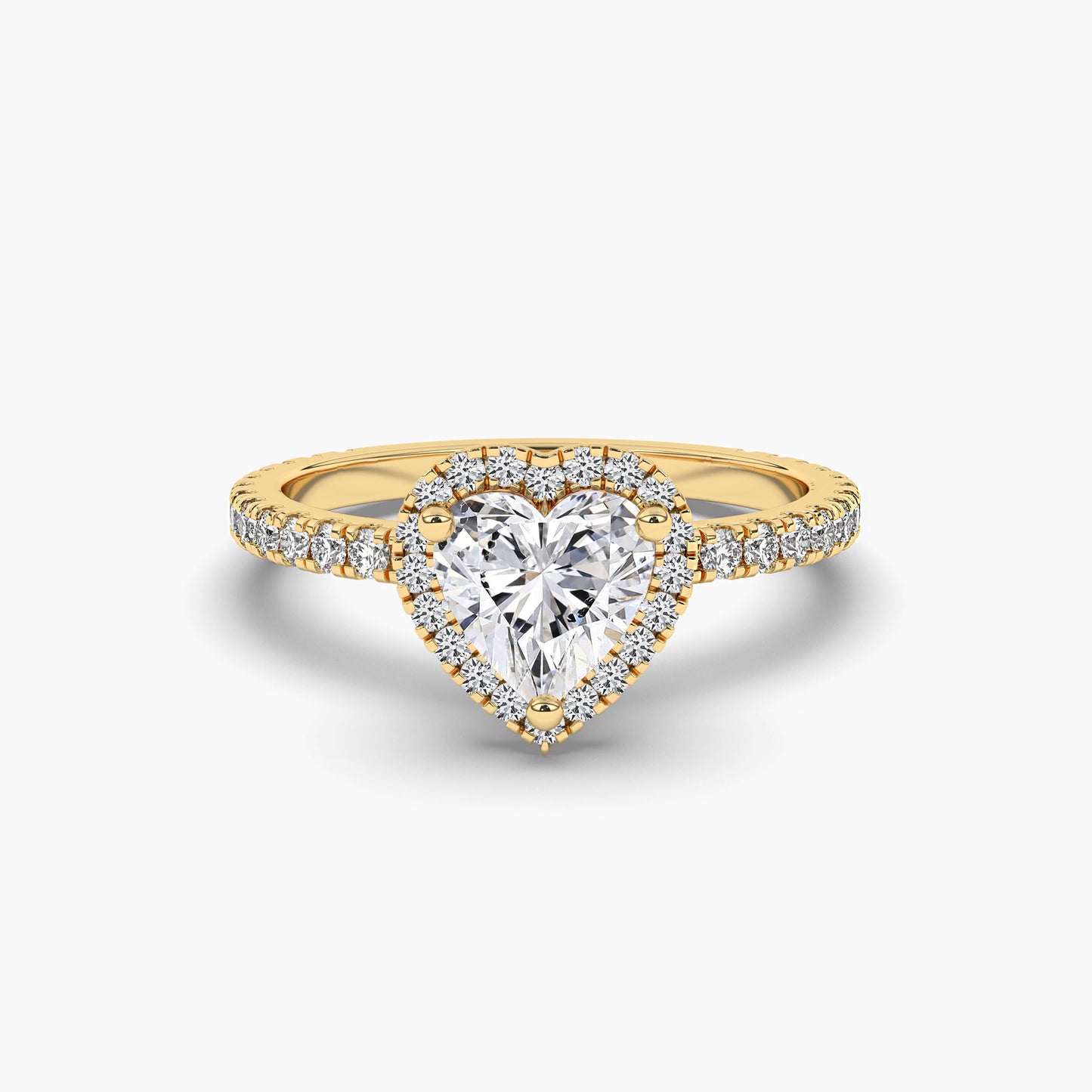 Halo diamond heart ring yellow plated