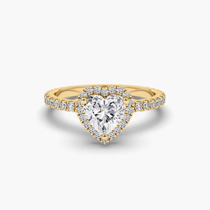 Halo diamond heart ring yellow plated