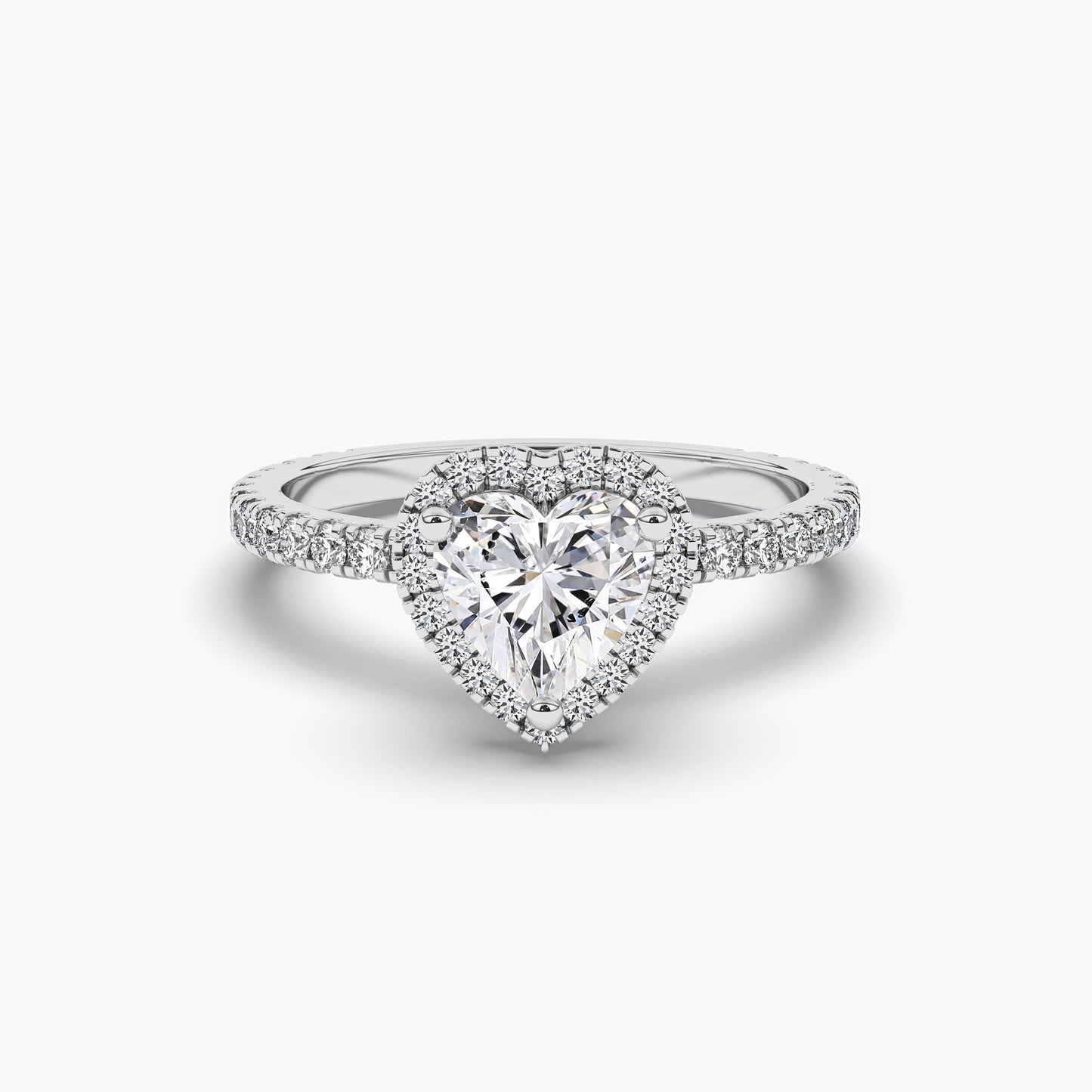 Diamond ring with a heart-shaped center stone