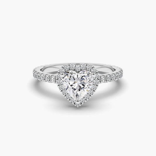 Diamond ring with a heart-shaped center stone