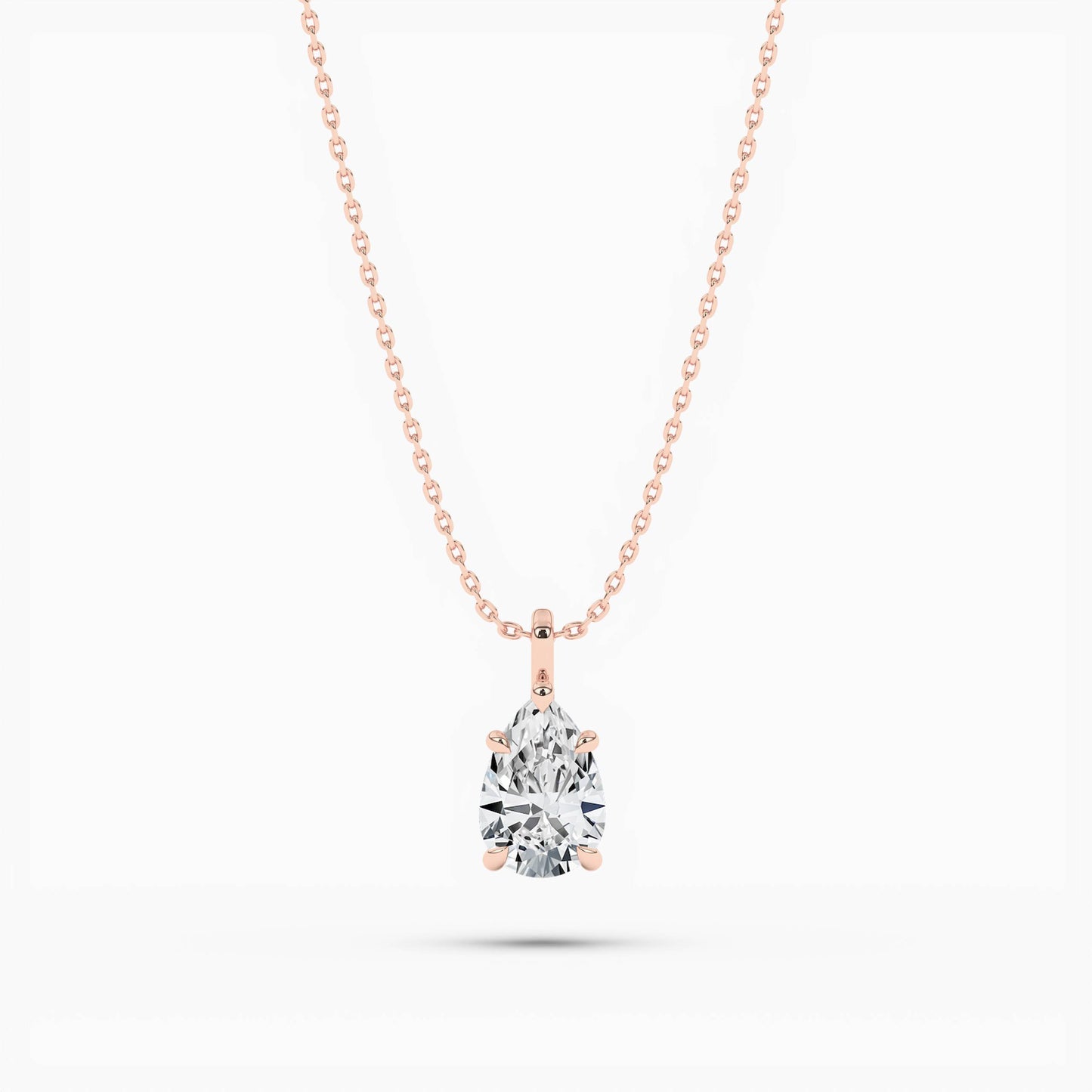 Rose gold plated necklace with a pear-shaped diamond pendant 
