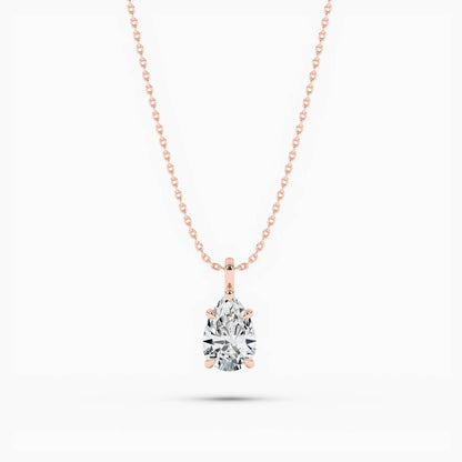 Rose gold plated necklace with a pear-shaped diamond pendant 