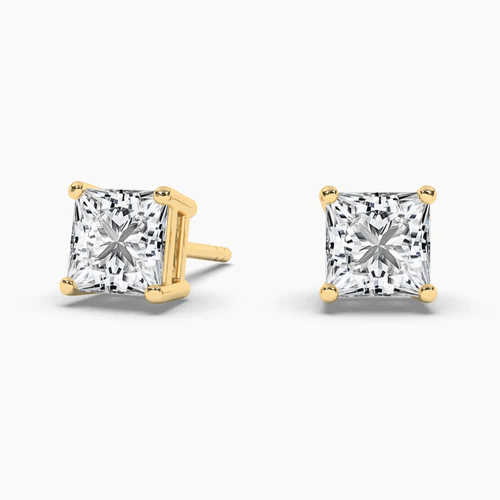 yellow gold Square Diamond earrings