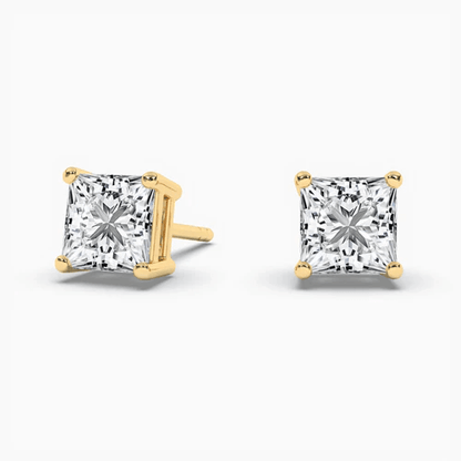 yellow gold Square Diamond earrings