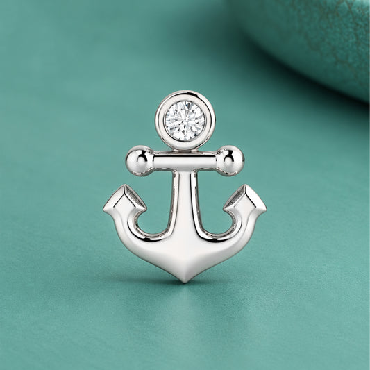 Anchor Amulet Silver Stud Earring