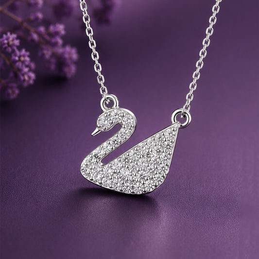 Premium Silver Swan Pendant Necklace