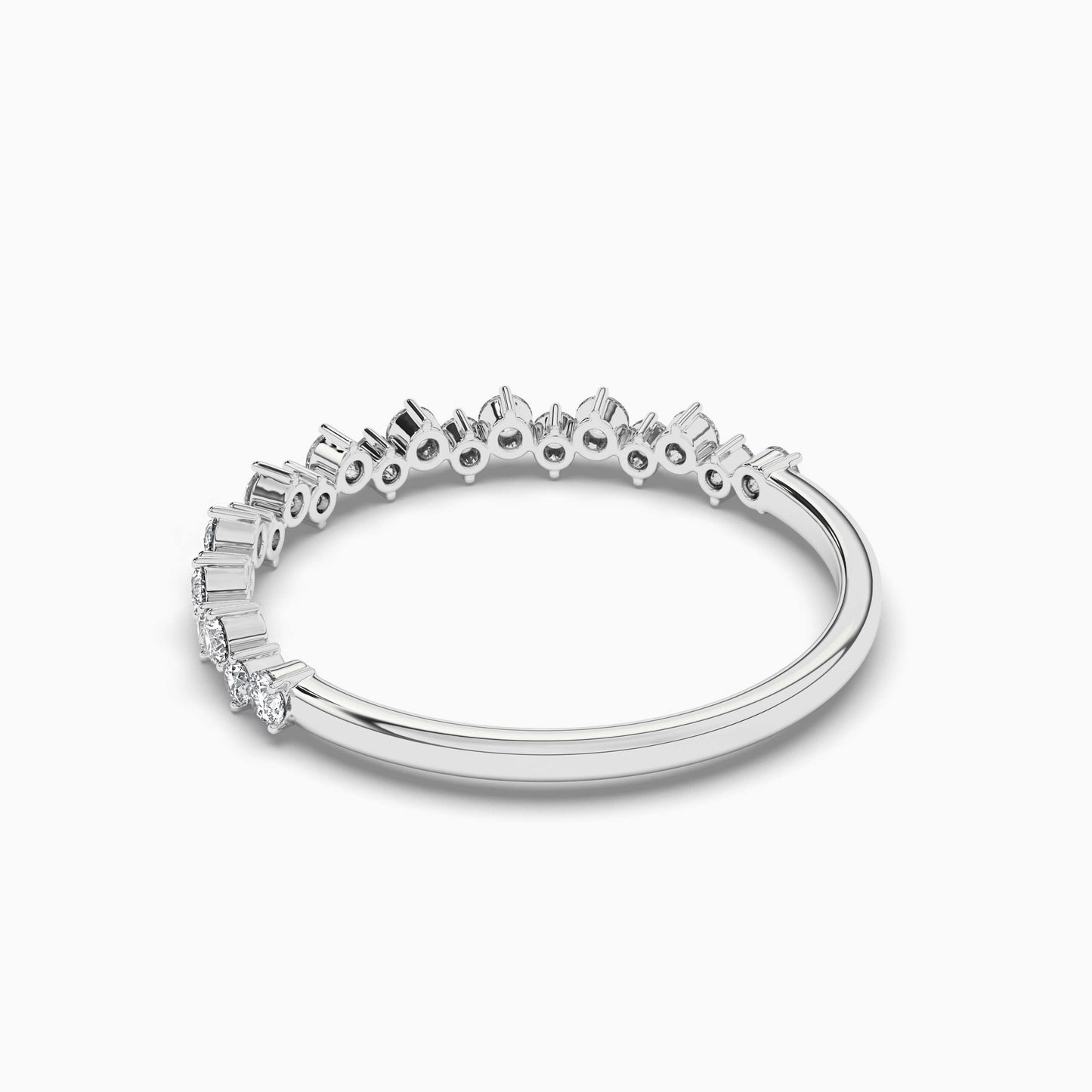 Silver ring with baguette and round diamonds