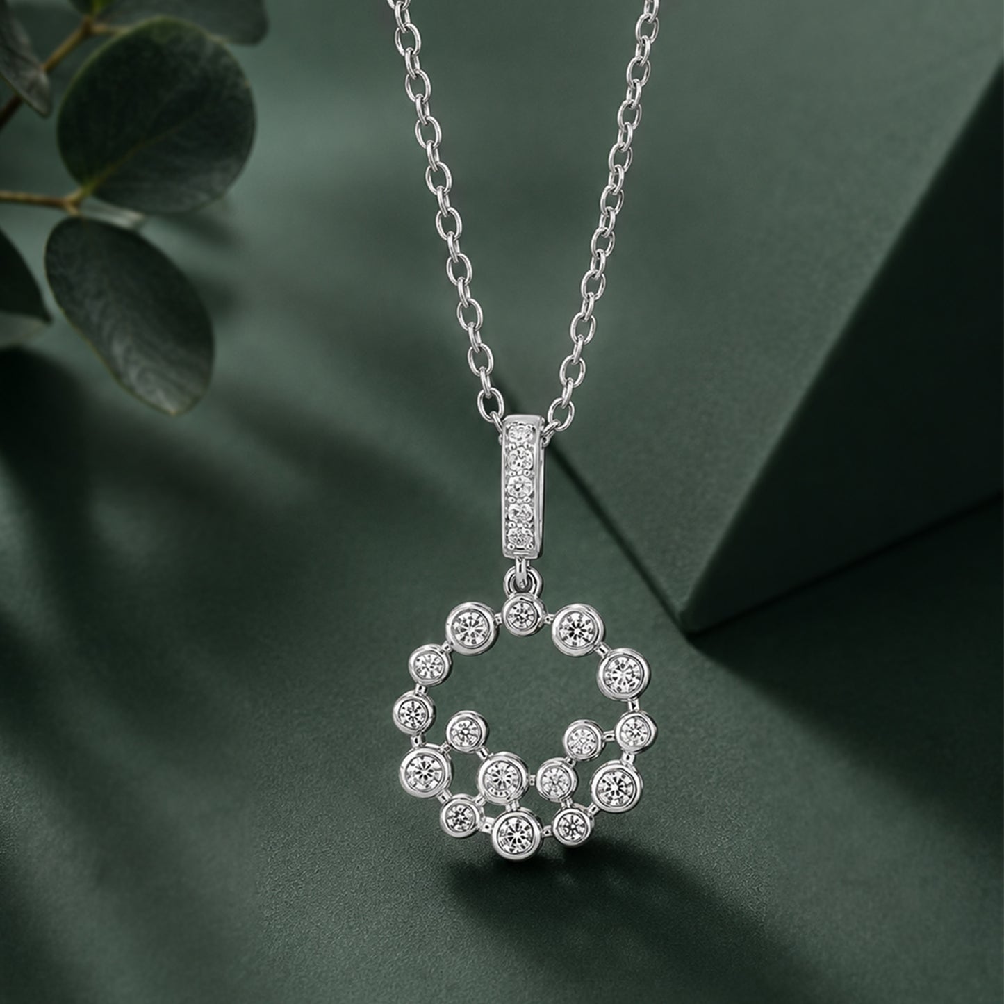 Silver Diamond Pendant in Bezel Set