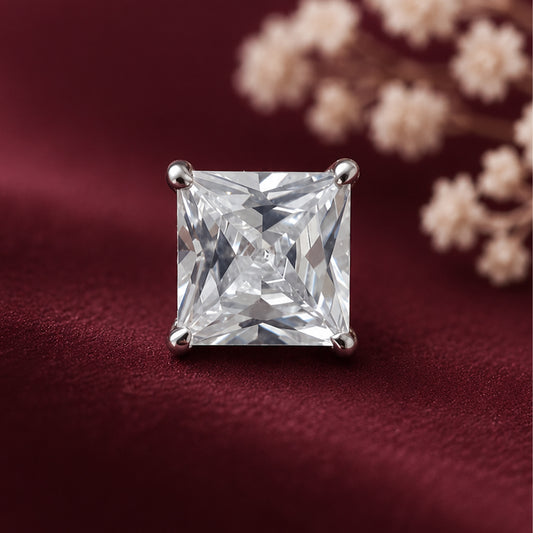 Square-cut diamond earrings