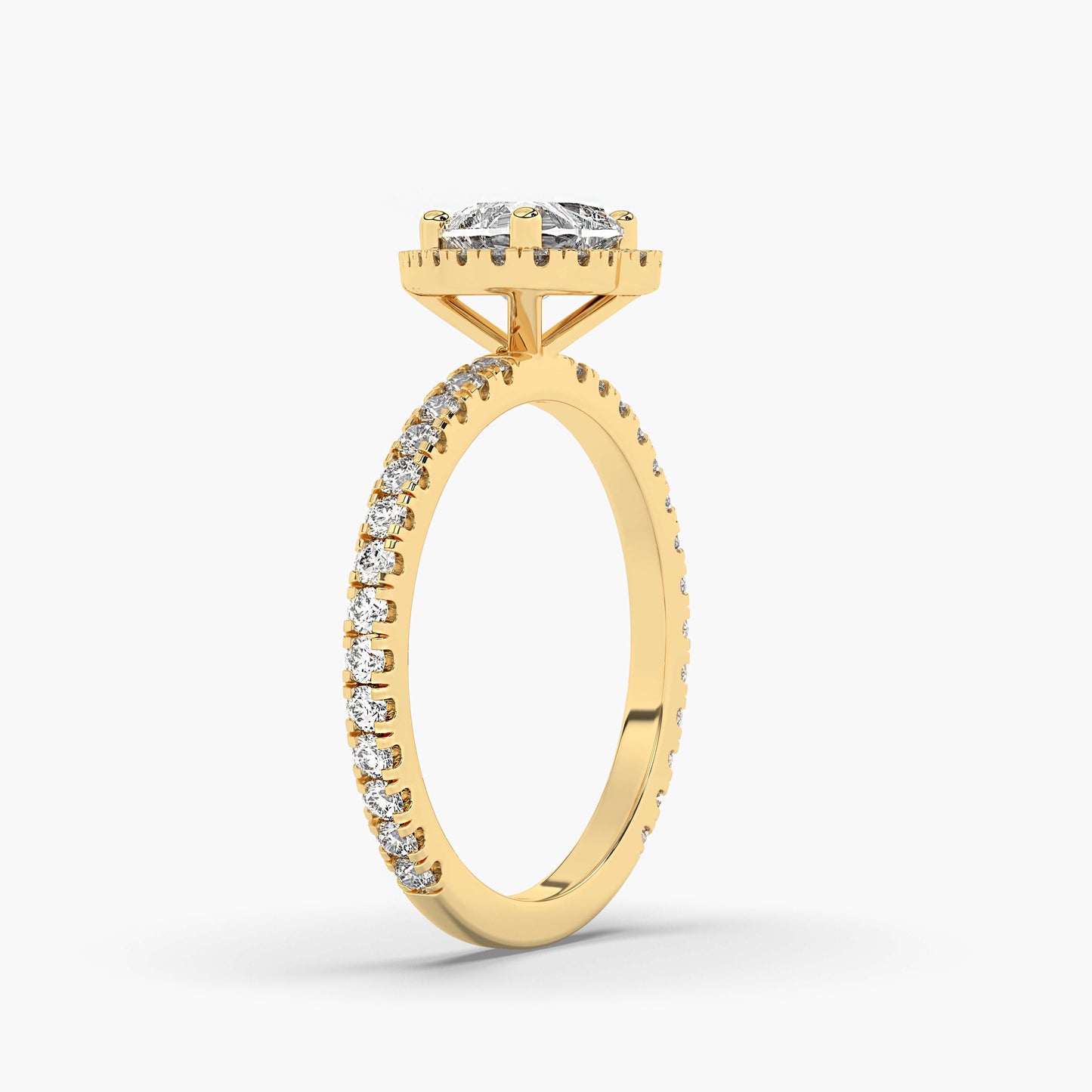 yellow gold plated heart halo ring