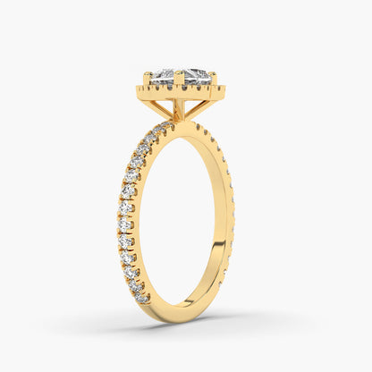 yellow gold plated heart halo ring
