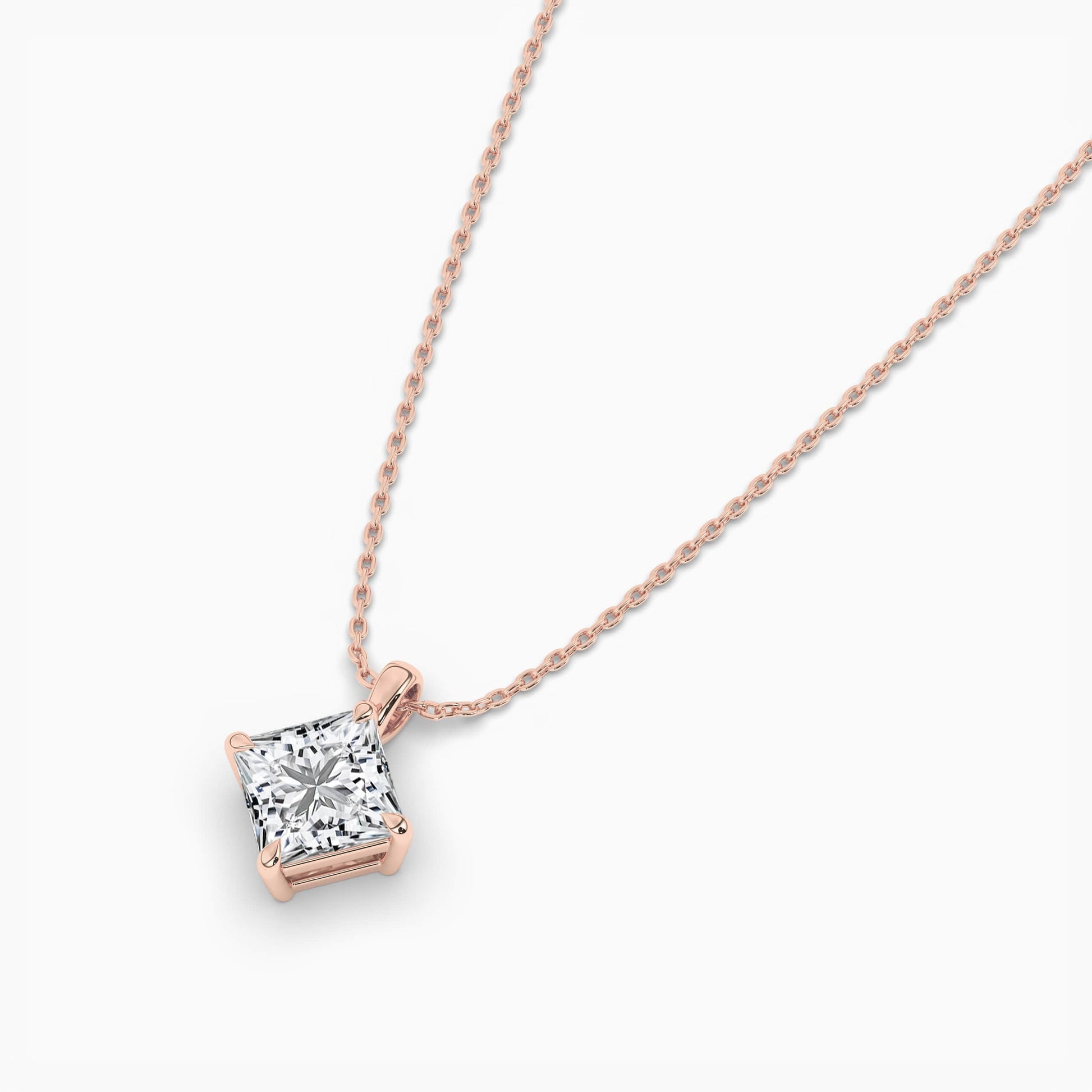 Princess Cut Drop Pendant Necklace
