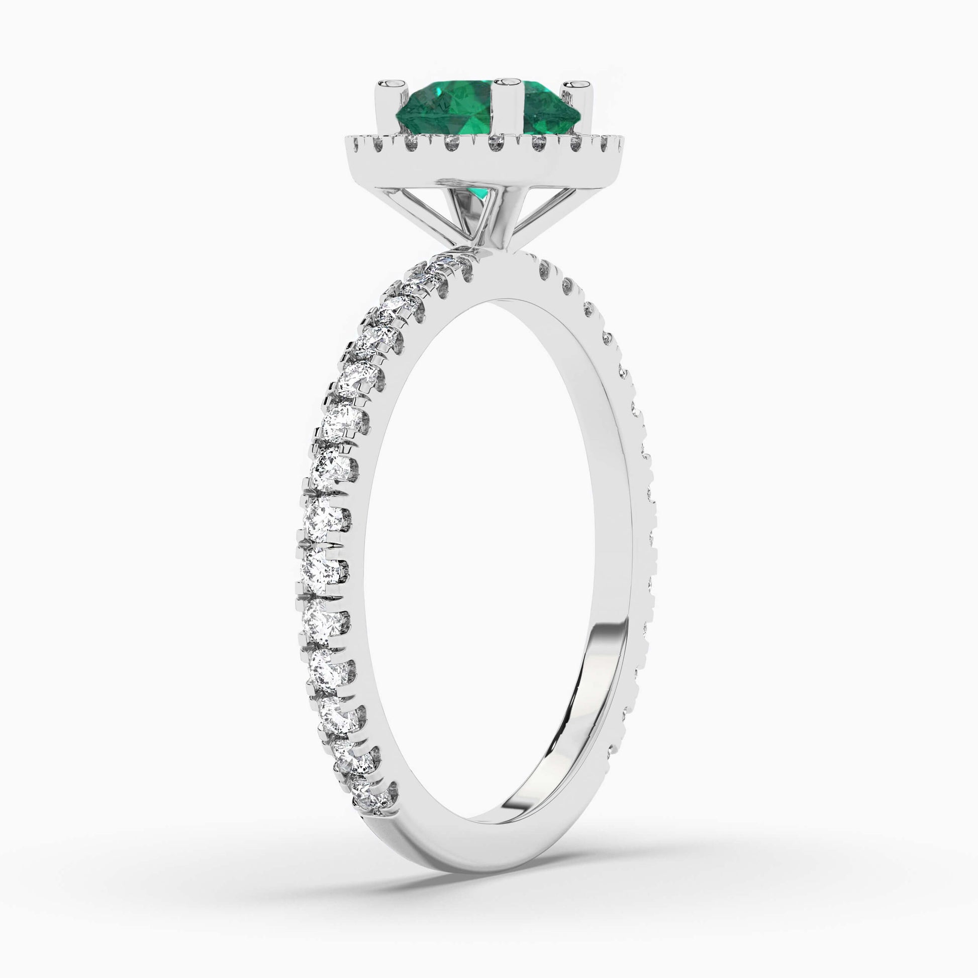 Round diamond sterling silver ring